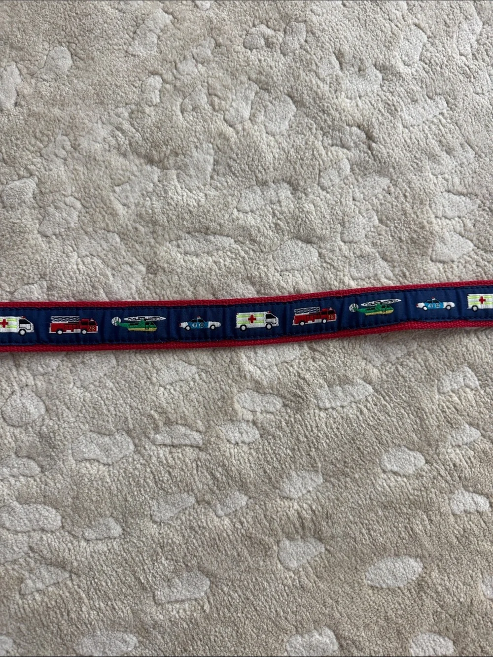 Bailey Boys Navy Car-Embroidered Leather Trim Belt